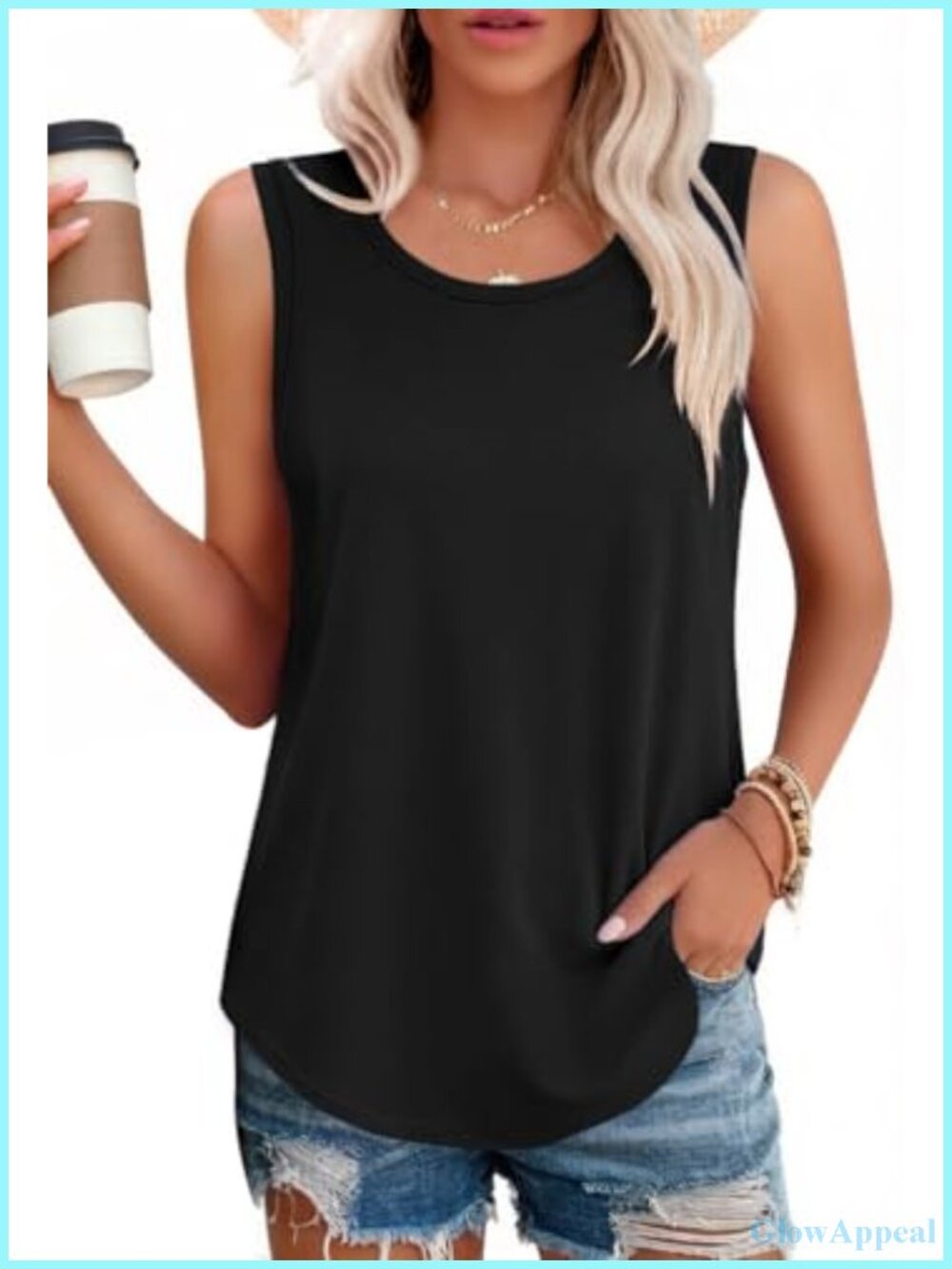 Women's Loose Fit Sleeveless Scoop Neck Cotton Tank Top